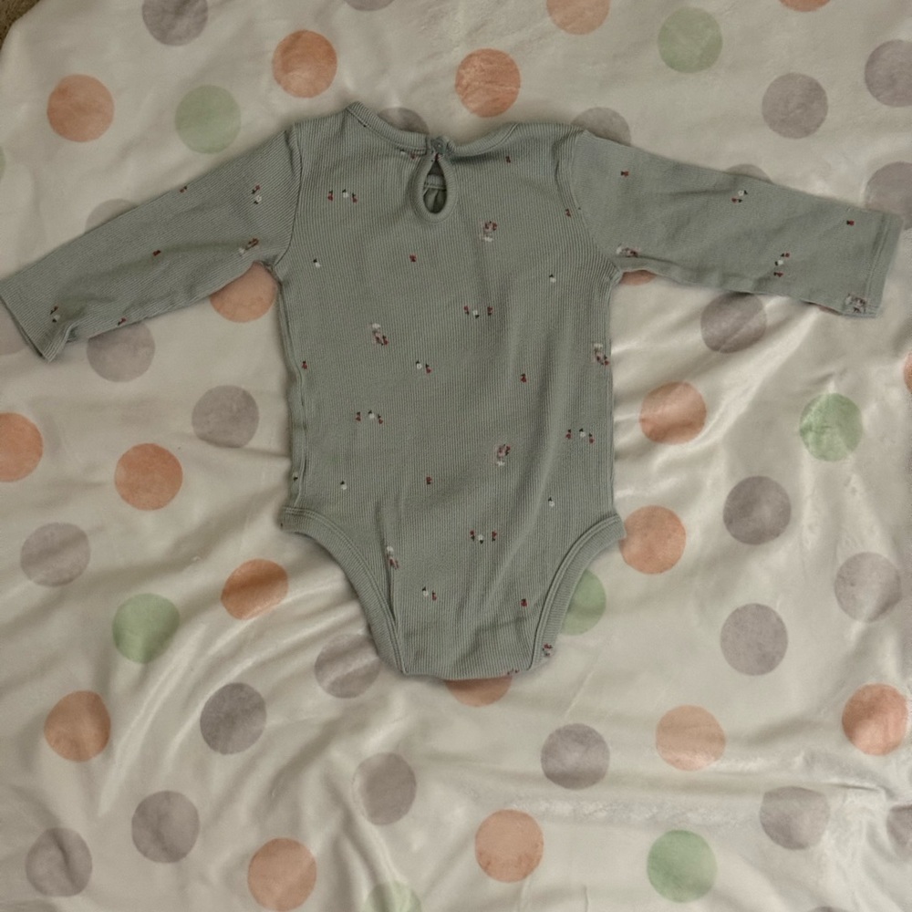 Carter's blue grey Ribbed Baby Bodysuit with floral Print - Picture 7 of 8